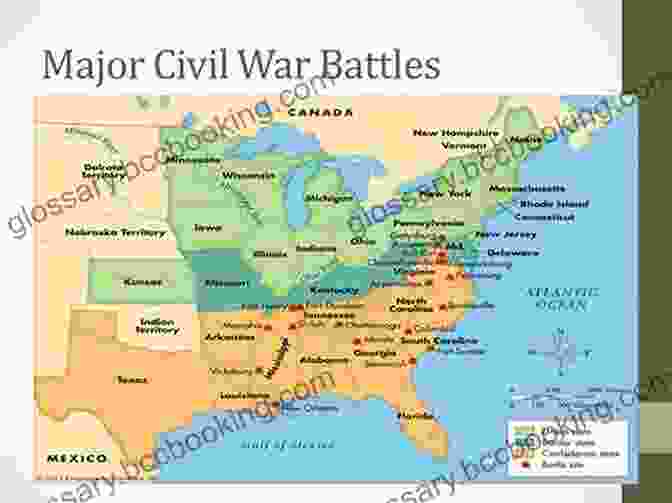 A Map Showing The Major Battles Of The Civil War History Of The Civil War: 1861 1865