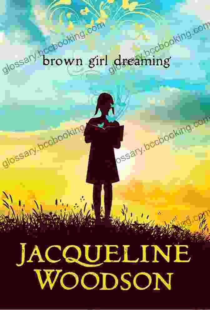 Brown Girl Dreaming Book Cover With Author Jacqueline Woodson In A White Dress And Pink Socks, Standing In A Field Of Flowers Brown Girl Dreaming (Newbery Honor Book)