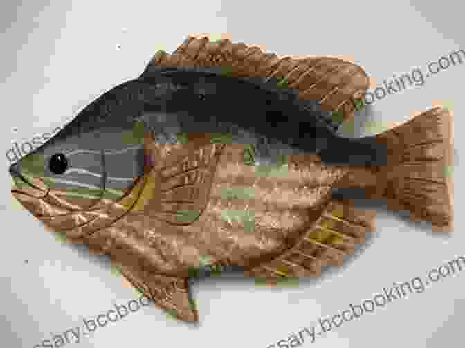 Close Up Of The Intricate Scales And Lifelike Details Of The Carved Sunfish. Realistic Fish Carving: Painting Sunfish #2