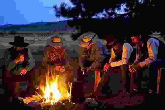 Group Of Cowboys Gathered Around A Campfire, Sharing Stories And Playing Music Branding In The Rain: A Collection Of Ranching Rodeo Poetry