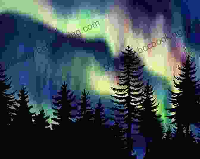 Meyoco's Painting Of The Aurora Borealis Over A Snow Covered Forest Polaris: The Art Of Meyoco
