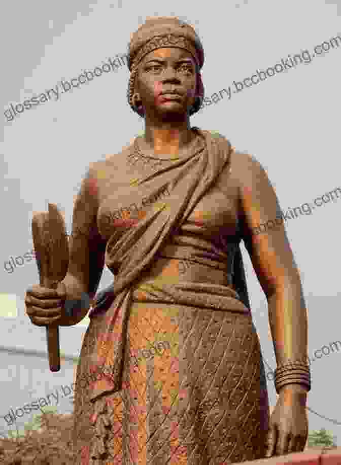 Njinga Of Angola, A Warrior Queen Who Ruled The Ndongo And Matamba Kingdoms In The 17th Century. She Is Depicted In A Traditional African Dress, Holding A Spear And A Shield. Njinga Of Angola: Africa S Warrior Queen